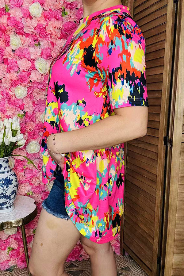 Buy High-low patterns prints & short sleeve women's t-shirt  GJQ15884 FS8