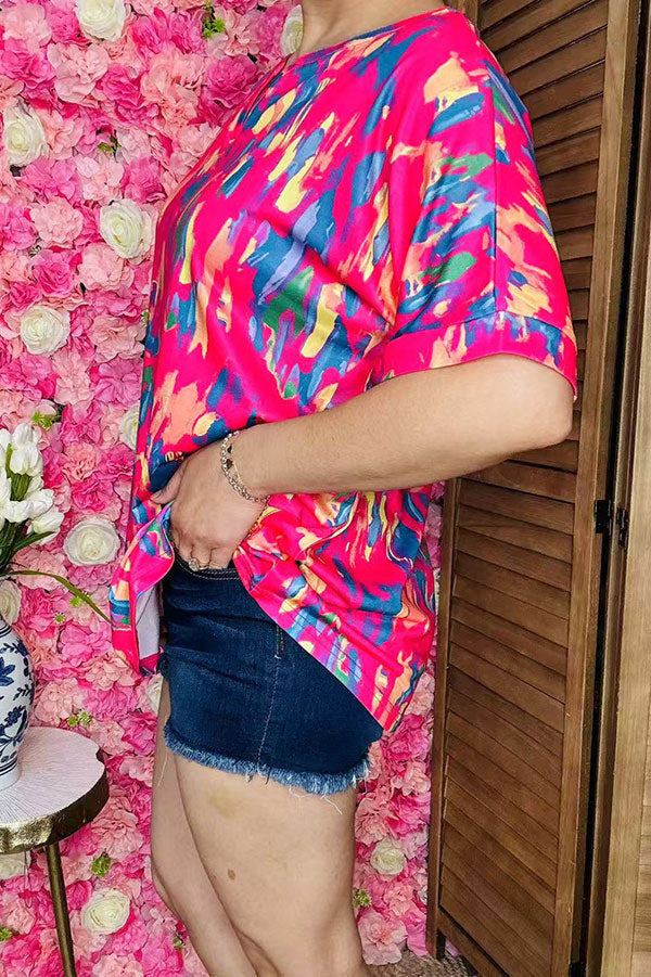 Shop multi color patterns printed women blouse with v-neckline XCH15852