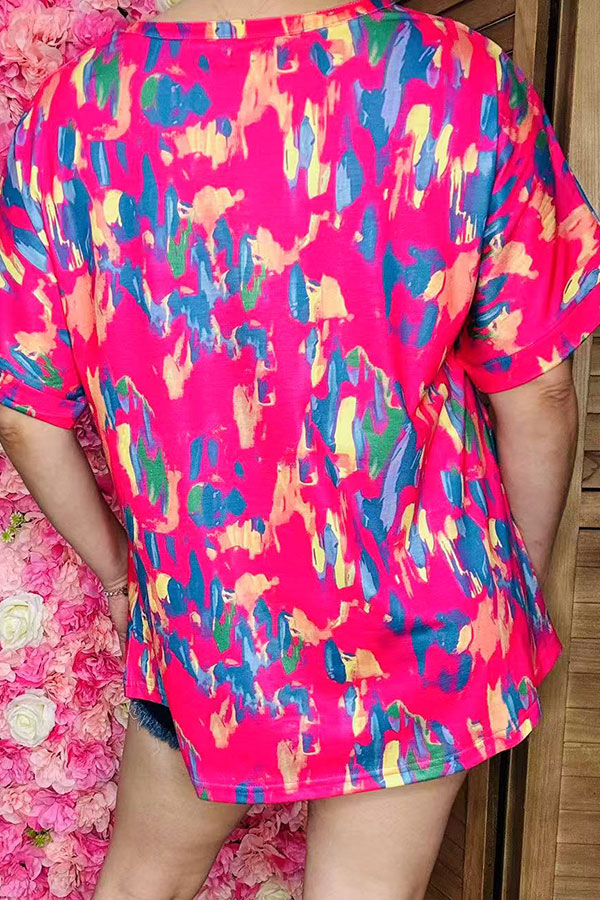 Shop multi color patterns printed women blouse with v-neckline XCH15852